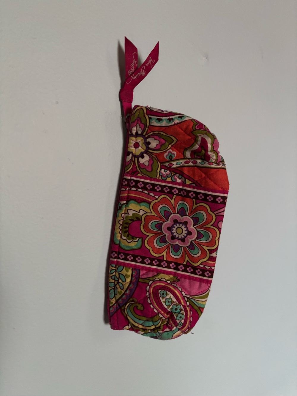 Colorful Floral Quilted Pencil Pouch - Pink Multi
